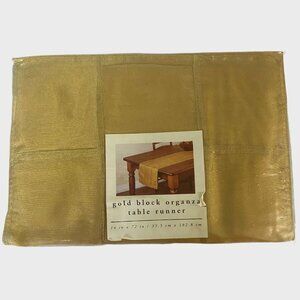 Pier 1 Imports Gold Block Organza Table Runner 14"X72" Mat New
